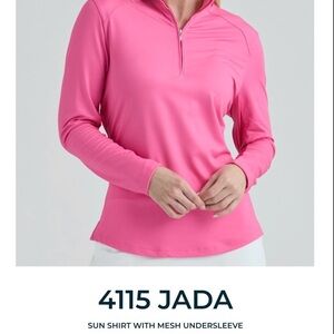 Bermuda Sands Apparel 1/4 Zip Long Sleeve Sun Shirt - Bright Pink